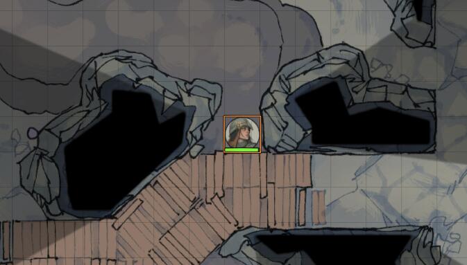 player view of invisible and standard walls defining an area around some large rock pillars, showing that they can't see through them
