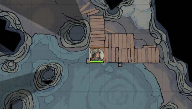 player view of invisible, standard, and terrain walls defining an area with some smaller rock pillars in the water, showing that they can see the pillars but not through them