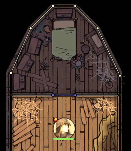 wall editing view of a boat with a cabin and a door